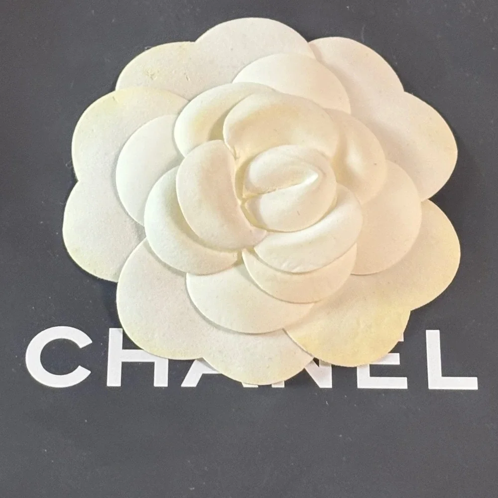 Chanel Black Paper Shopping Bag with White Camellia Flower Small Logo Gift Bag